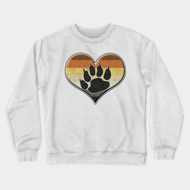 Large Gay Bear Pride Heart with Paw Symbol Crewneck Sweatshirt by LiveLoudGraphics